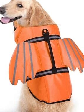 PETS: 🟠 Orange Dog Life Jacket / Life Vest for Swimming, Beach, Boating - Small
